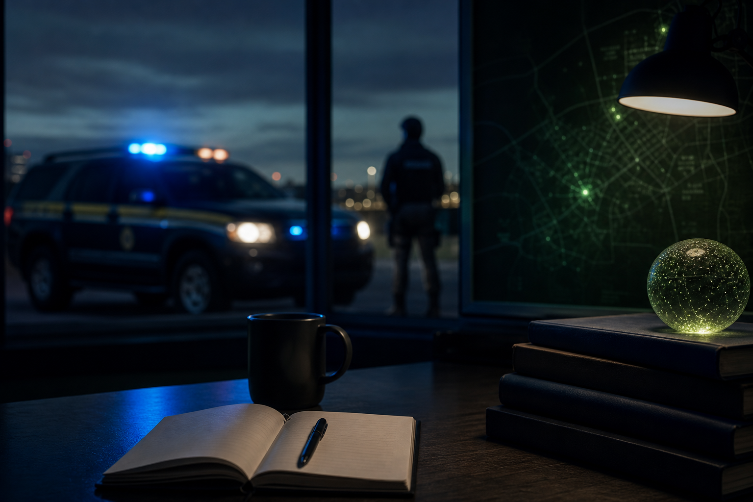 Viatura policial em patrulhamento representando o conceito da curva de Koper